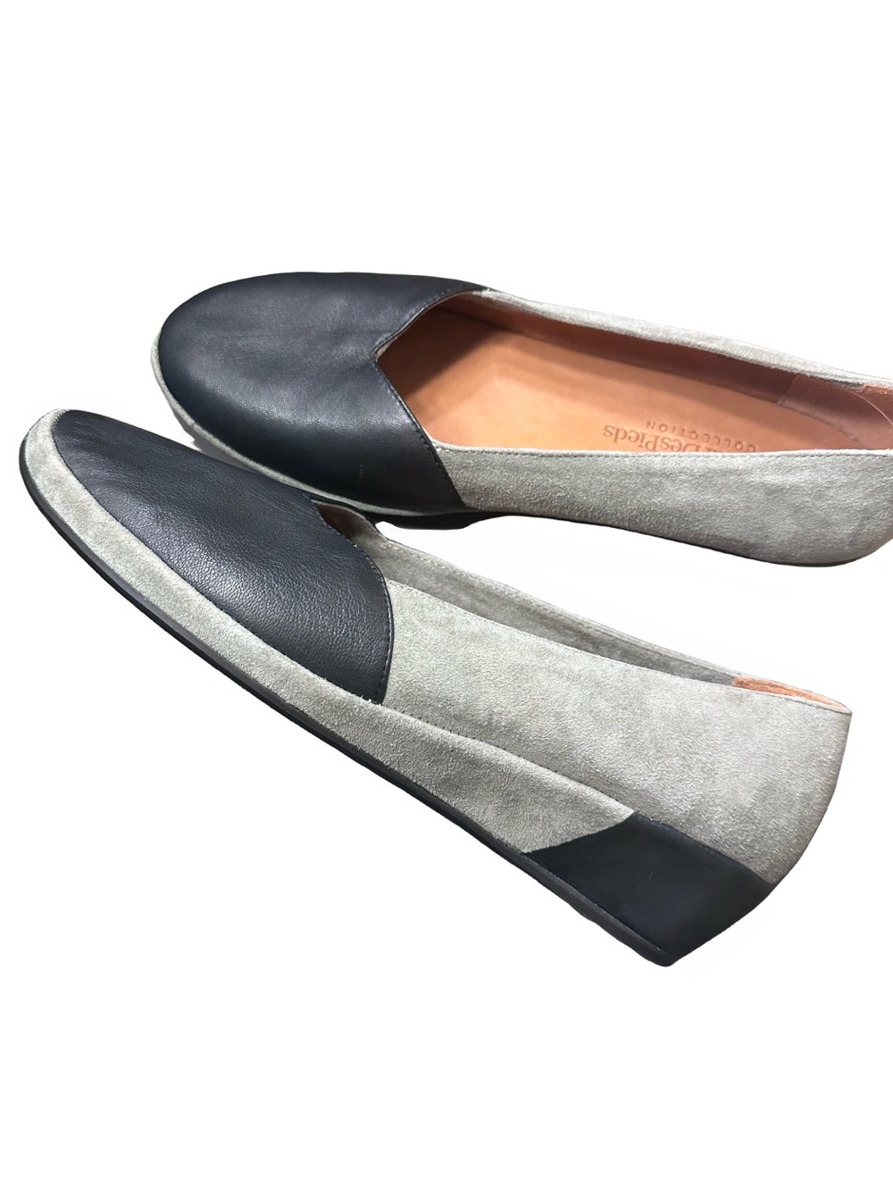 L'Amour Des Pieds Bracey Colorblock Black Leather Grey Suede Wedges 9.5